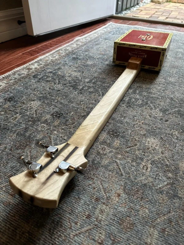 3-String Red Brickhouse Cigar Box Guitar - Image 4