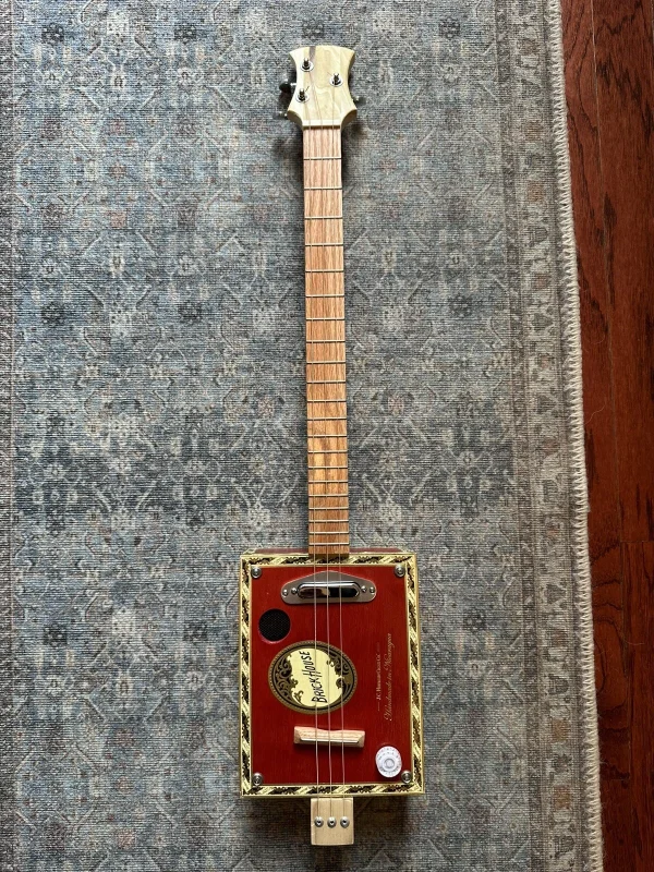 3-String Red Brickhouse Cigar Box Guitar - Image 5