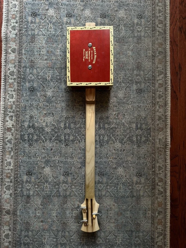3-String Red Brickhouse Cigar Box Guitar - Image 6